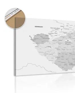 Obrazy na korku Obraz na korku elegantná šedá mapa Česka