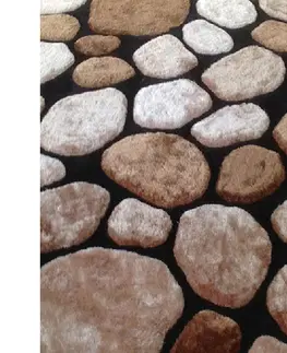 Koberce a koberčeky KONDELA Pebble Typ 2 koberec 120x180 cm hnedá / čierna