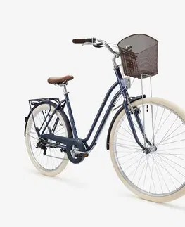 bicykle Mestský bicykel Elops 520 so zníženým rámom modrý