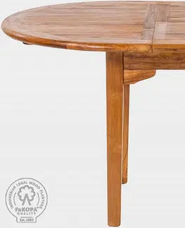 Stolčeky DEOKORK Záhradný teakový stôl ovál ELEGANTE (rôzne dĺžky) 200/300x120 cm