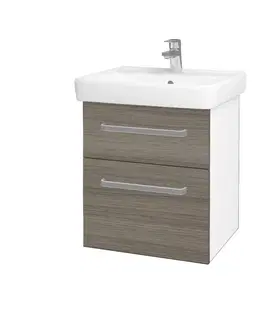 Kúpeľňový nábytok Dreja - Kúpeľňová skrinka Q MAX SZZ2 55 - N01 Biela lesk / Úchytka T01 / D03 Cafe 68397A