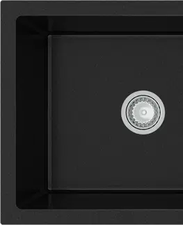 Kuchynské drezy MEXEN MEXEN - Leo granitový drez 1 s odkvapkávačom 900x500 mm, čierna 6501901010-77