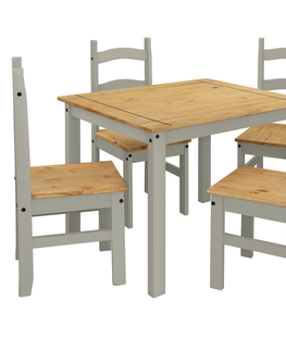 Jedálenské sety Stôl + 4 stoličky CORONA 3 vosk/sivá