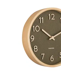 Hodiny Drevené nástenné hodiny Karlsson KA5851MG, zelená 22cm  