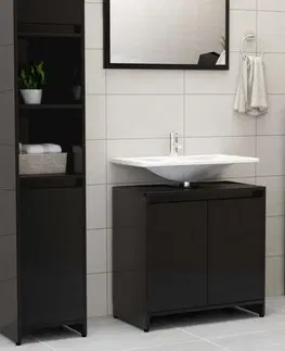Kúpeľňové skrinky Skrinka pod umývadlo DTD Dekorhome Čierna lesk