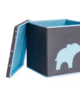 Boxy na hračky LOVE IT STORE IT - Úložný box na hračky s krytom - šedý, modrý slon
