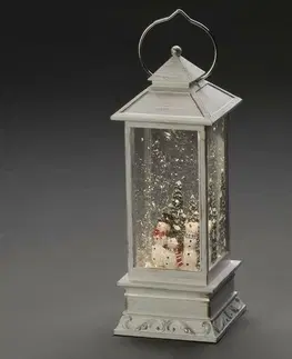 Vianočné dekorácie Dekoratívny LED lampáš so snehuliakom, biela
