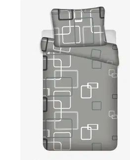 Obliečky Jerry Fabrics Krepové obliečky Kocky sivá, 140 x 200 cm, 70 x 90 cm