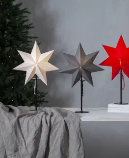 Vianočné svetelné hviezdy STAR TRADING Stojacia hviezda Mixa kov/papier čierna/tmavosivá