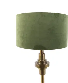 Stolove lampy Stolová lampa v štýle art deco so zamatovým odtieňom zelená 35 cm - Diverso