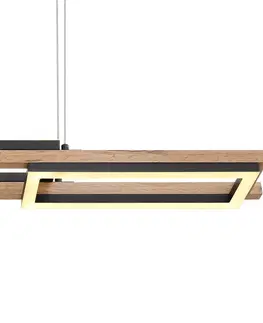 Závesné svietidlá Globo Závesné LED svietidlo Illa v drevenom dizajne