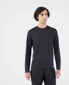 mikiny Pánske bežecké tričko Dry 500 s dlhým rukávom a UV ochranou čierne