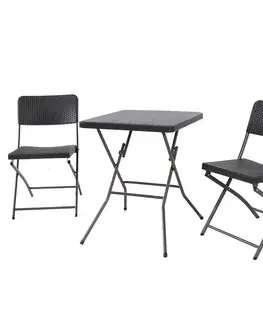 Sada: stolík a záhradné kreslá Sada štvorcový stôl + 2 stoličky čierna