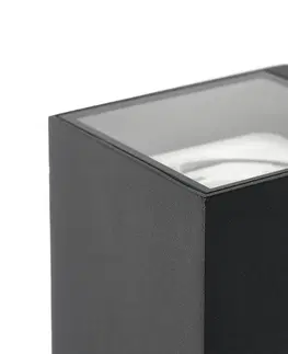 Vonkajšie nástenné svietidlá PRIOS Vonkajšie nástenné svietidlo Prios Tetje, čierne, hranaté, 11,5 cm