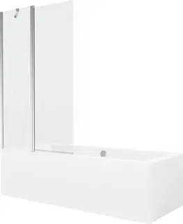 Sprchové dvere MEXEN/S - Cube obdĺžniková vaňa 180 x 80 cm s panelom + vaňová zástena 100 cm, transparent, chróm 550518080X9410110100
