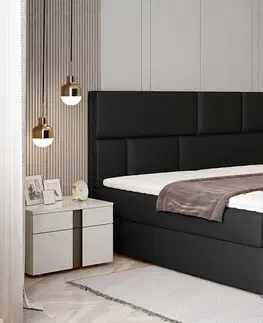 Postele NABBI Ferine 165 čalúnená manželská posteľ s úložným priestorom čierna (Soft 11)