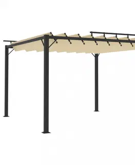 Záhradné pergoly Pergola s lamelovou strechou 3 x 3 m hliník / látka Dekorhome Sivohnedá taupe
