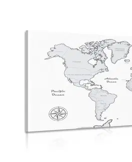 Obrazy mapy Obraz nádherná čiernobiela mapa sveta