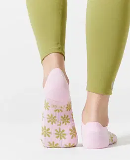 ponožky Ponožky na fitnes a kardio členkové 3 páry zeleno-ružové s potlačou