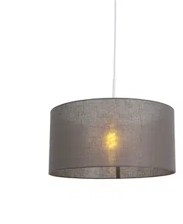 Zavesne lampy Vidiecka závesná lampa biela so šedým odtieňom 50 cm - Combi 1