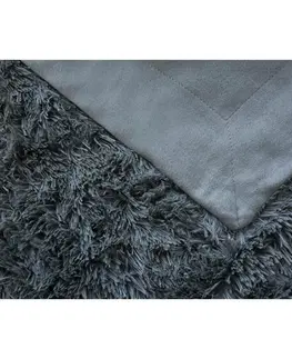 Prikrývky na spanie Jerry Fabrics Deka s dlhým vlasom Riccia tm. sivá, 230 x 200 cm