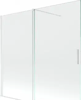 Sprchové dvere MEXEN/S - Velar Dvojkrídlová posuvná vaňová zástena 170 x 150 cm, transparent, biela 896-170-000-01-20