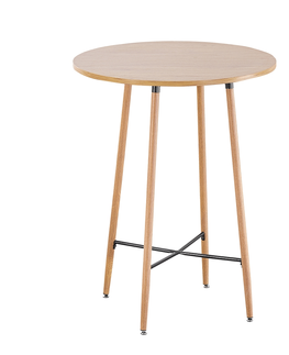 Jedálenské stoly KONDELA Imam okrúhly barový stôl dub