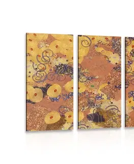 Abstraktné obrazy 5-dielny obraz abstrakcia inšpirovaná G. Klimtom