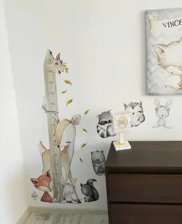 Nálepky na stenu Lesné zvieratká - nálepka meter na stenu pre deti
