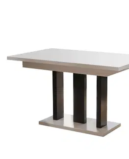 Jedálenské stoly Rozkladací stôl Appia Mat čierne nohy 130/210x80cm Biely lesk