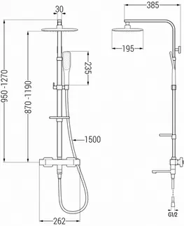 Sprchy a sprchové panely MEXEN/S - CQ49 vaňový stĺp s termostatickou batériou, čierna / zlato 779104995-75