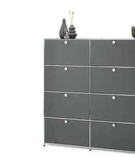 Cabinets & Storage Vysoká komoda »CN3« s 8 výklopnými dvierkami, sivá