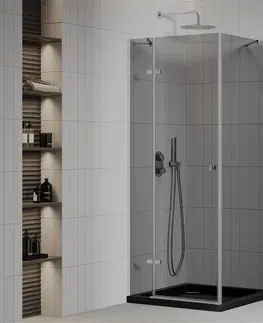 Vane MEXEN/S - Roma sprchovací kút 90x90, grafit, chróm + čierna vanička so sifónom 854-090-090-01-40-4070