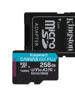 Pamäťové karty Kingston Canvas Go Plus Micro SDXC 256 GB , SD adaptér, UHS-I U3 A2, Class 10 - rýchlosť 170/90 MB/s)