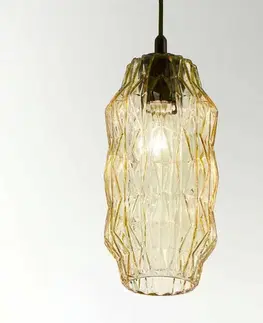 Závesné svietidlá Selène Origami závesné svietidlo zo skla, jantárová farba