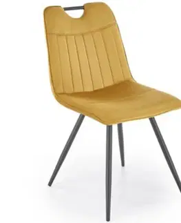 Čalúnené stoličky Stolička W163 horčica