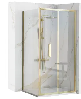 Sprchovacie kúty REA/S - Rohový sprchovací kút RAPID FOLD, 80x80, zlatá KPL-09130