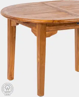 Stolčeky DEOKORK Záhradný teakový stôl ovál ELEGANTE (rôzne dĺžky) 160/220x100 cm