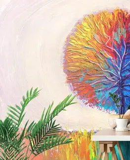 Tapety s imitáciou malieb Tapeta farebný akvarelový strom