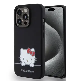 Puzdrá na mobilné telefóny Zadný kryt Hello Kitty Liquid Silicone Daydreaming Logo pre Apple iPhone 15 Pro Max, čierna 57983116915