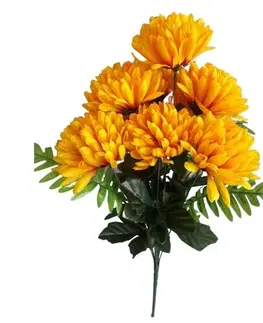 Kvety Umelý zväzok Chryzantém, tnavožltá, výška 58 cm