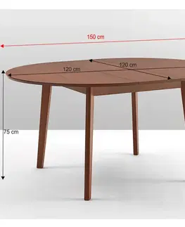 Jedálenské stoly Jedálenský stôl, rozkladací, buk merlot, priemer 120 cm, ALTON
