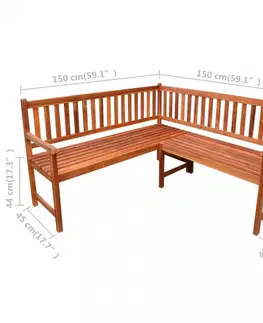 Záhradné lavice Rohová záhradná lavica akácie / látka Dekorhome Modrá