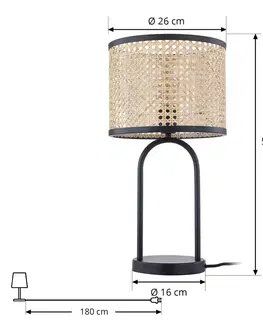 Stolové lampy Lindby Lindby Yaelle stolová lampa kov ratan výška 50 cm