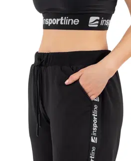 Dámske klasické nohavice Tepláky inSPORTline Comfyday Woman predĺžená - čierna - S