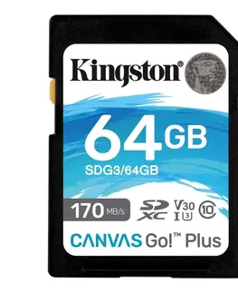 Pamäťové karty Kingston Canvas Go Plus Secure Digital SDXC UHS-I U3 64 GB | Class 10, rýchlosť 170/70 MB/s (SDG3/64 GB)