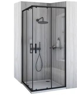 Sprchovacie kúty REA/S - Sprchovací kút City 90x90 Black So sprchovou bielou vaničkou Savoy KPL-K7446
