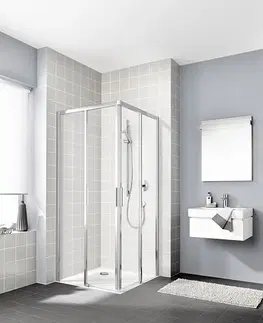 Sprchovacie kúty Kermi Cada XS /rohový vstup/ bezbariérové posuvné dvere 900x2000, číre sklo clean, profil strieborný lesk PRAVÝ CKC2R09020VPK