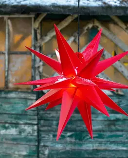 Vianočné svetelné hviezdy STERNTALER 18-cípa XL plastová hviezda do exteriéru – červená
