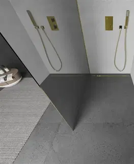 Sprchové dvere MEXEN/S - KIOTO Sprchová zástena WALK-IN 120x200 cm 8 mm, zlatá, zrkadlové sklo 800-120-101-50-50